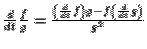 $\frac{d}{dt}\frac{f}{g} = \frac{\left( \frac{d}{dt}f \right) g - f \left(
\frac{d}{dt}g \right)}{g^2}$