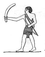 Fig. 38. Figura de antiguo soldado egipcio, lanzando un bumerang.