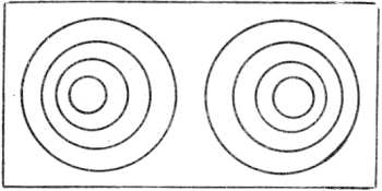 Fig. 125.  Cuando estas dos figuras se confundan, veremos algo parecido al interior de un tubo, cuyo extremo se distingue a lo lejos.