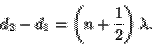 \begin{displaymath}d_2-d_1=\left(n+\frac{1}{2}\right)\lambda.\end{displaymath}