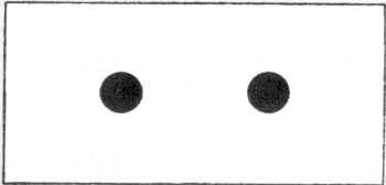 Fig. 123.  Estos dos puntos se confundir&aacute;n en uno solo, si durante varios segundos fijamos nuestra vista en el espacio que hay entre ellos.