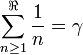 sum_{n ge 1}^{Re} frac{1}{n}=gamma 