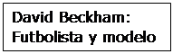 Cuadro de texto: David Beckham: Futbolista y modelo
